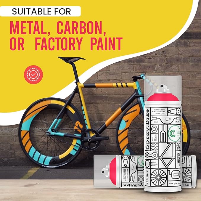 Spray.Bike Spray Paint | Designed Mainly for Bicycles | Multi-Use Acrylic Spray Paint for Metal, Plastic | High Coverage Bike Paint, 400ml, Fluro Pink