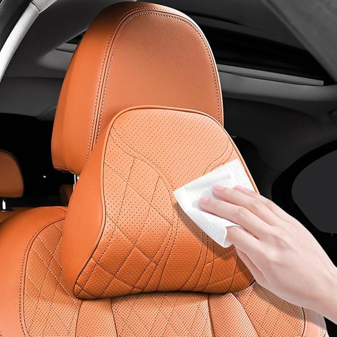 for Chevy Silverado 2007 2008 2009 2010 2011 2012 2013 Leather Car Seat Headrest Lumbar Cushion, Lumbar Support Pillow for Car,for Driving Traveling Relieving Neck Fatigue,1-B Black