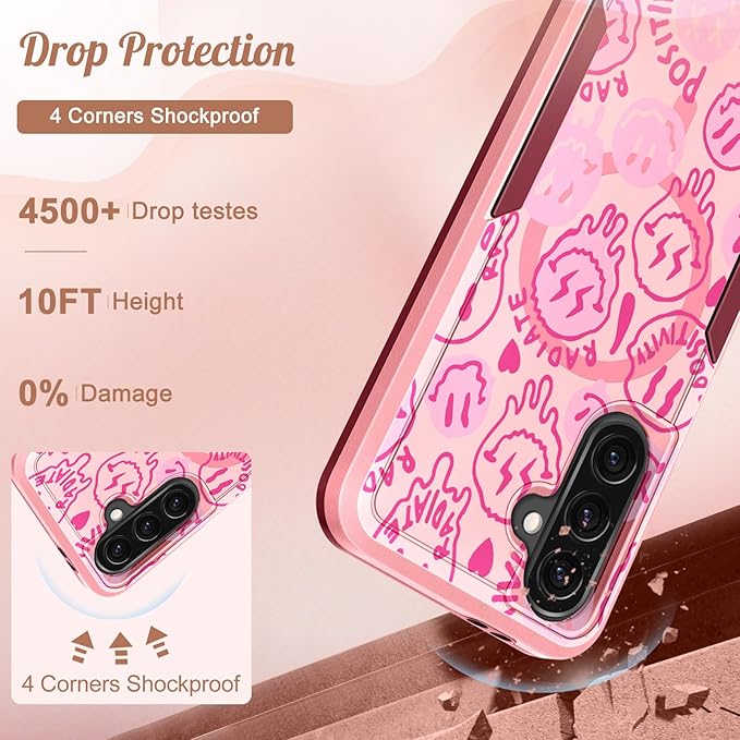 for Samsung Galaxy A36 5G Phone Case - Compatible with MagSafe Women Girls Cute Magnetic Protective Cover Fun Unique Girly Leopard Heavy Duty Shockproof Design for Samsung A36 5G Cases 6.7"