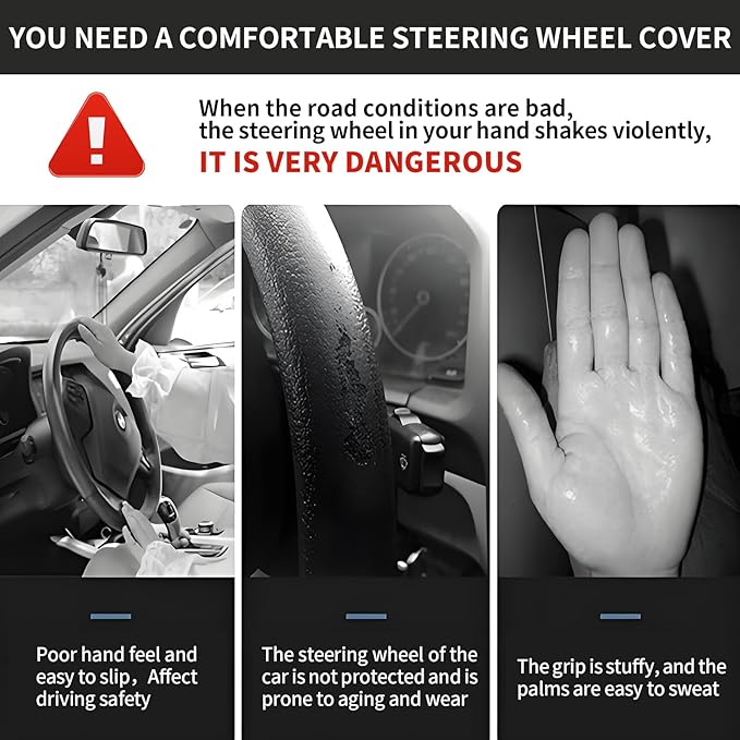 Elastic Car Steering Wheel Cover, Universal 15 inch Non-Slip Breathable Neoprene Steering Wheel Protector, Car Accessories for Women Men Fit Auto, Suvs, Truck Cute Dogs