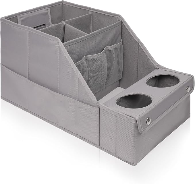 MULISOFT Car Seat Organizer - Backseat Organizer with 11 Storage Compartments and 2 Cup Holders for Travel, Kids