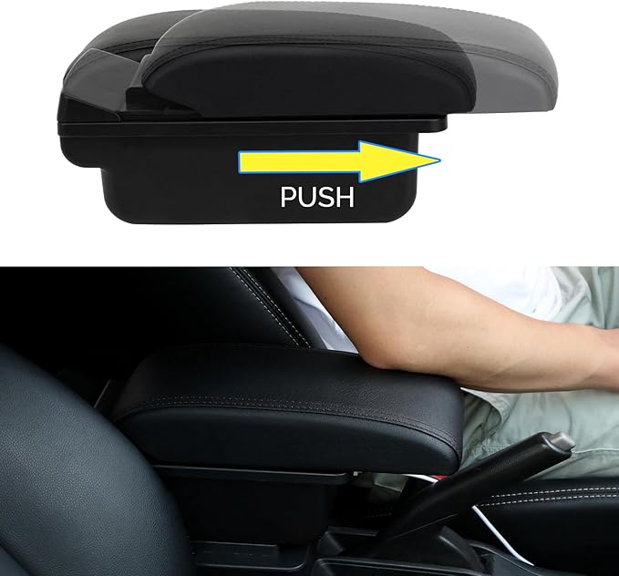 AULPHIKE Compatible with Nissan Versa Armrest 2012-2019 Car Center Console Organizer Armrests Double Layer Storage with 3 USB（Black）
