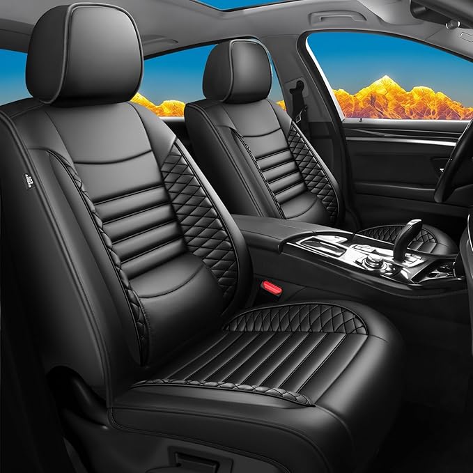 Fit Palisade Car Seat Covers for Hyundai Palisade 2000-2025 2026 - Upgraded Premium Waterproof & Breathable Leather, Airbag Compatible, All-Weather Seat Cushion Protector (Full Set, Black)