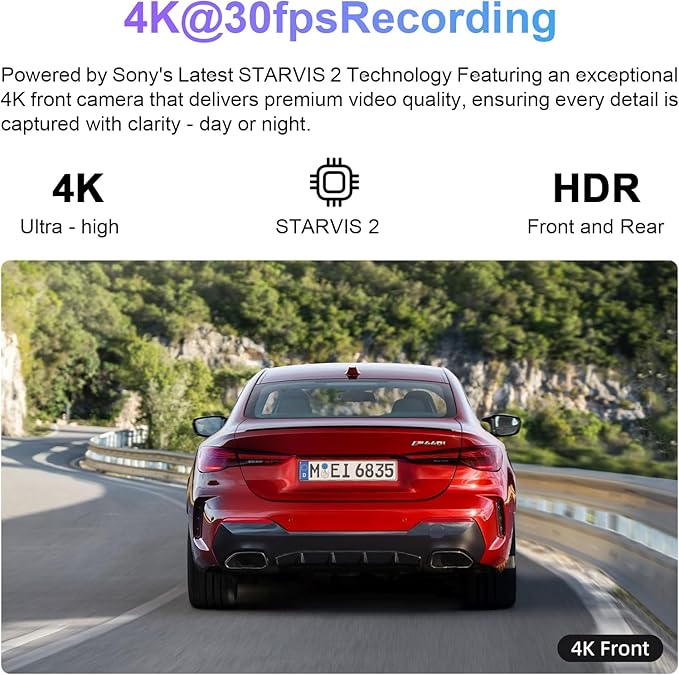 Mangoal STARVIS 2 Front 4K HDR Dash Cam IMX678, Fit for Ford Bronco 2025 2026(Model B), 5GHz WiFi, GPS, Support 512GB Max(Additional Purchases)