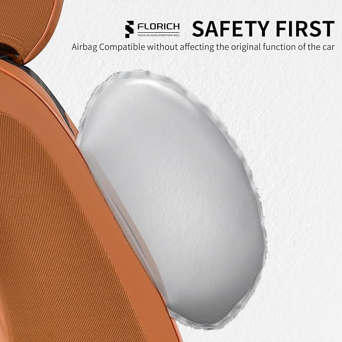 FLORICH Front Seat Covers Leather Seat Covers for Cars Automotive Seat Cover Breathable Waterproof Full Wrapping Edge Car Seat Protector Cover Universal Fit for Most Car Truck SUV, Brown&Black