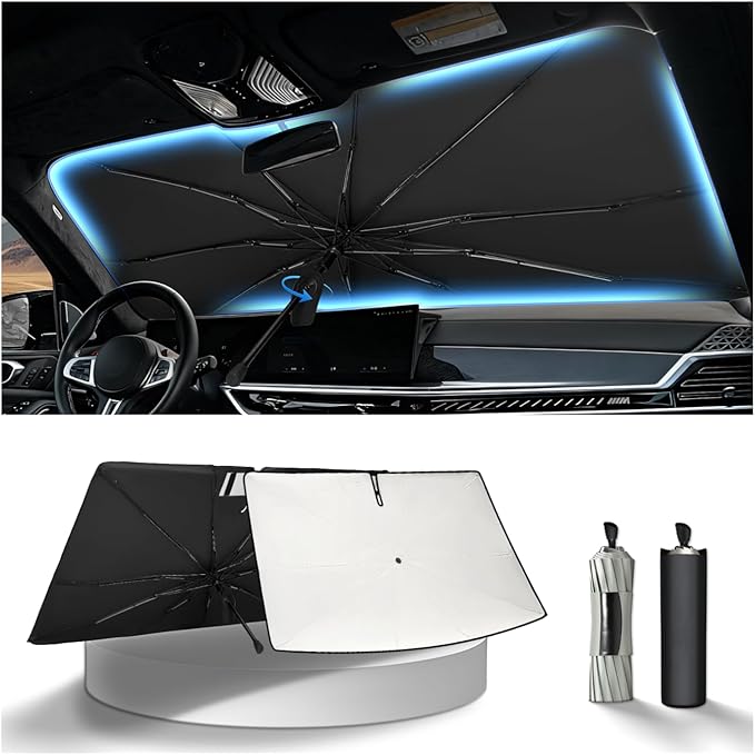 KUST Custom Fit Windshield Sun Shade Umbrella for BMW X5 2019-2026 | Foldable Sunshade with Bendable Handle | Blocks Heat & UV Scratch Resistant Keep Cool Sunshield