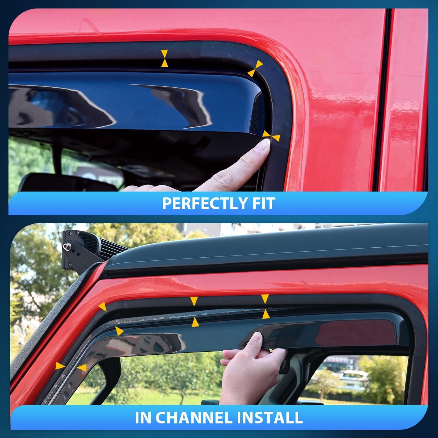 Nilight Durable in Channel Rain Guards for Chevy Blazer 2019 2020 2021 2022 2023 2024 2025 Window Deflectors, Vent Window Visors-4pcs