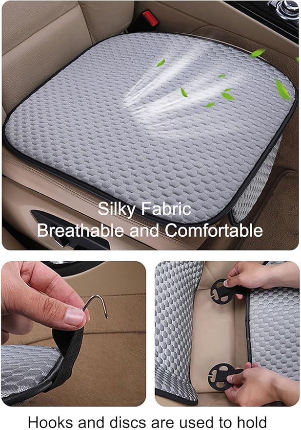 acdiac Universal Ice Silk Car Seat Cover Summer Auto Cool Cushion Breathable Cozy Non-Slip Car Seat Pads 3pcs/Sets (Black)