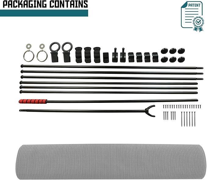 Bynbbur 6'W x 5.5'H Outdoor Patio Shades Foldable Roller Blinds, 220 GSM Sun Shade Roll Up Porch Screens Exterior Shade Cloth for Deck Pergola Backyard, Light Gray