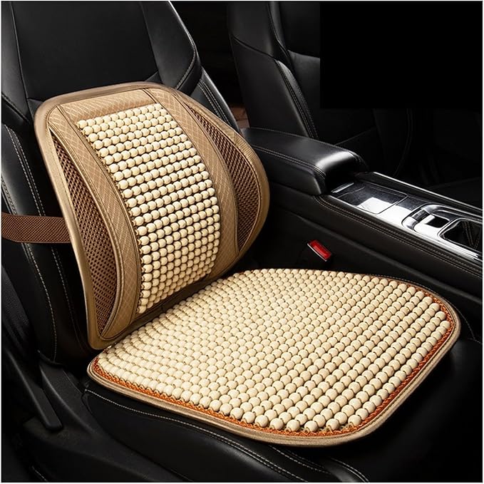 TOMSE Car Seat Chair Back Cushion for BMW X3 G01 2019 2020 2021 2022 2023 2024, Wooden Beads Ventilate Mesh Lumbar Brace Strong Durable Relieve Fatigue Summer Interior Accessories,C-Backrest