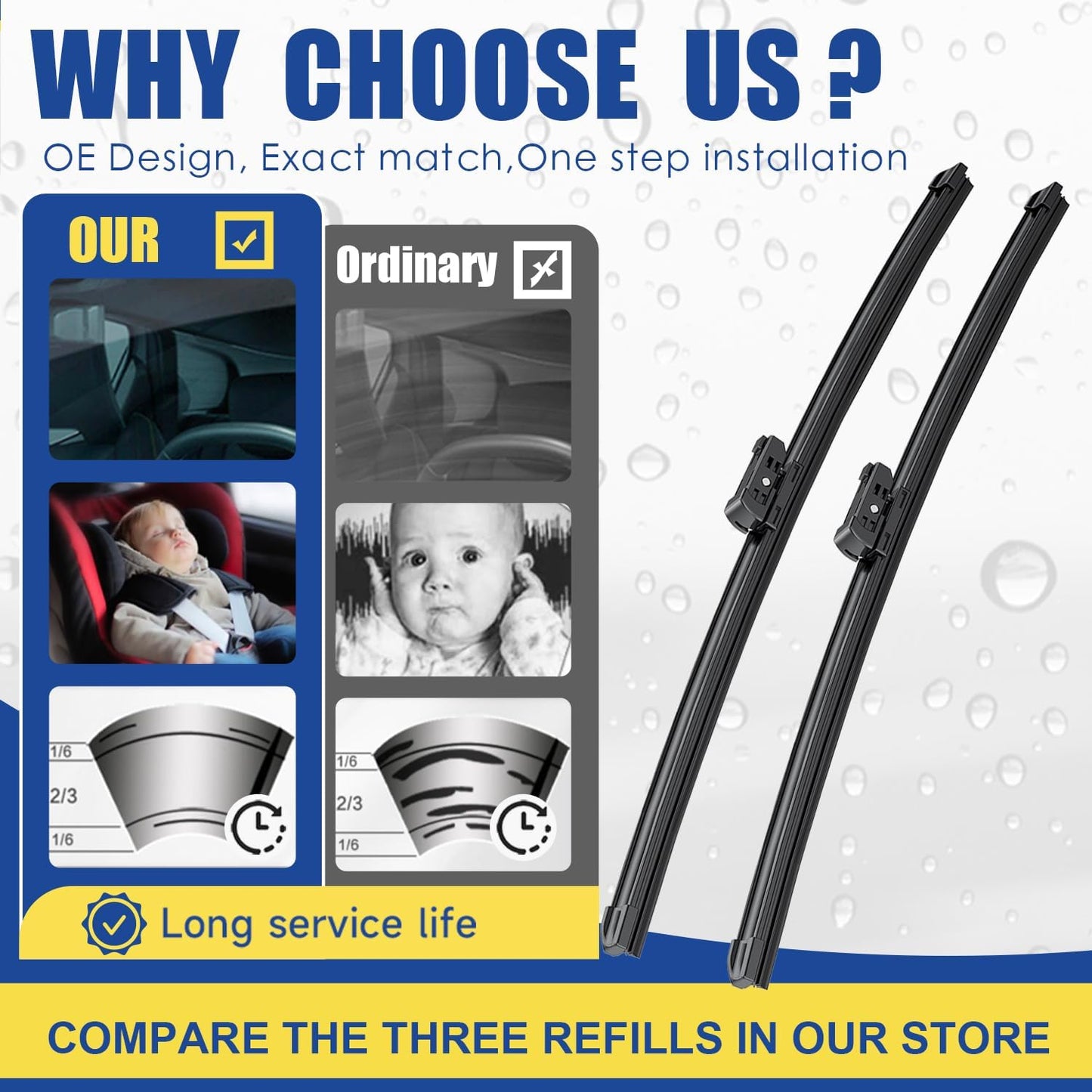Wipers Factory Replacement For Subaru Outback Legacy 2020 2021 2022 Original Equipment Replacement Windshield Wiper Blades 26"+18" (Set of 2) Top Lock