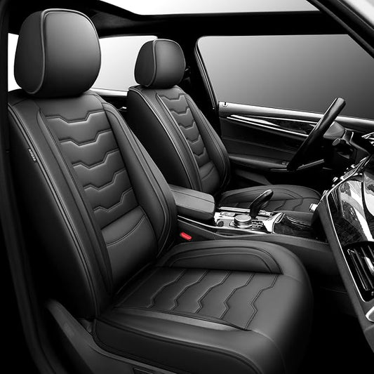 Fit Altima Car Seat Covers Compatible with Nissan Altima 2011-2025 2026 - Premium Leather， Waterproof Breathable， All-Weather Seat Cushion Protecto&Airbag Compatible (2 Front Seat Black)