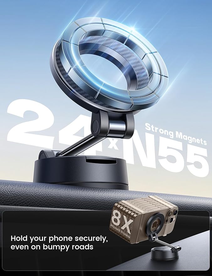 Lamicall for Magsafe Car Mount [70LBS Powerful Suction] Magnetic Phone Holder for Car, 360° Rotation Suction Cup Phone Mount Dashboard & Windshield for Truck fit iPhone 17 16 Pro Max Plus 15 14 13 12