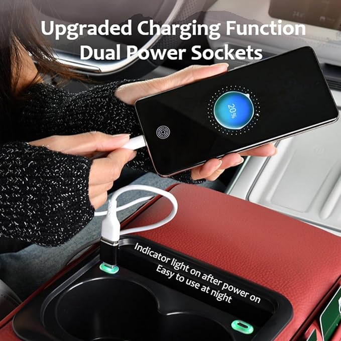 Armrest Box Pad for Car w/Type-C Charging Interface, Car Center Console Cover w/Cup Holder, Interior Car Accessories (Grey)