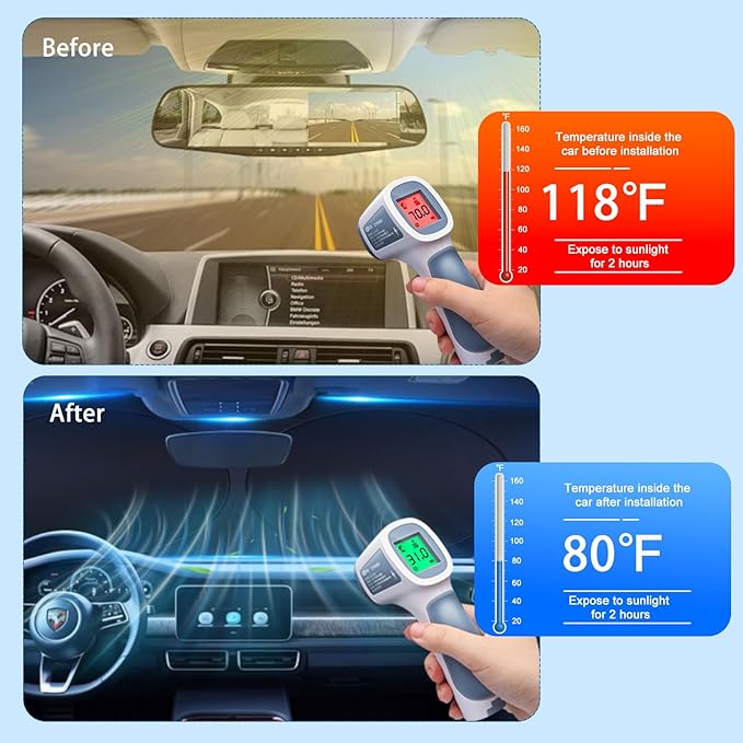 YUGUANG 2 Pack Car Windshield Sun Shade, 240T Thickened Sun Shade for Car Front Windshield Blocks Heat U-V Rays to Keeps Cars Interior Cool (59.1 x 31.5inch)