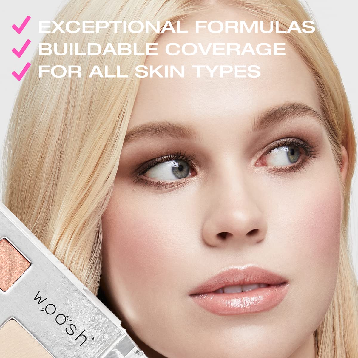 Woosh Beauty, Fold out Face Original Makeup Palette, Travel, All in One, Neutral Cream & Powder (#1 Light)
