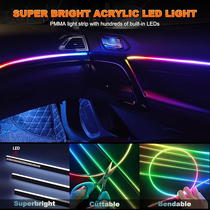 Jushope Single Light Strip Replacement Part for Acrylic Car LED Lights (43.5'' Light Strip)