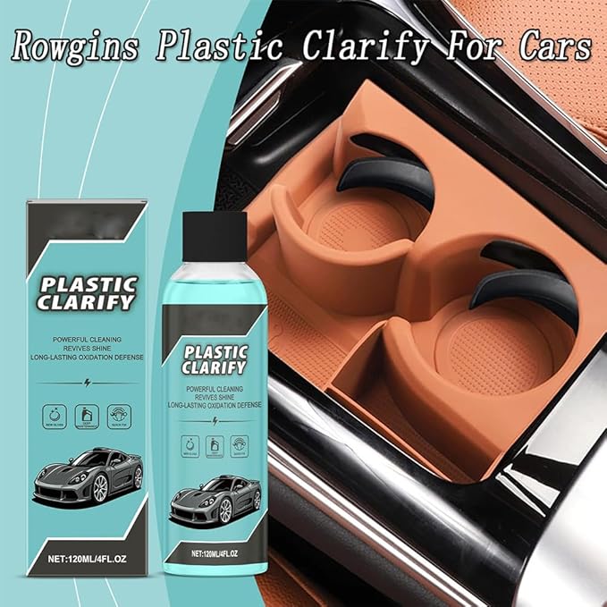Plastic Clarify For Cars, 120ML Waterless Plastic & Trim Restorer Spray, Scratch Remover and Black Trim Restorer for Interior & Exterior Plastic, Rubber, and Vinyl Surfaces (2pcs)