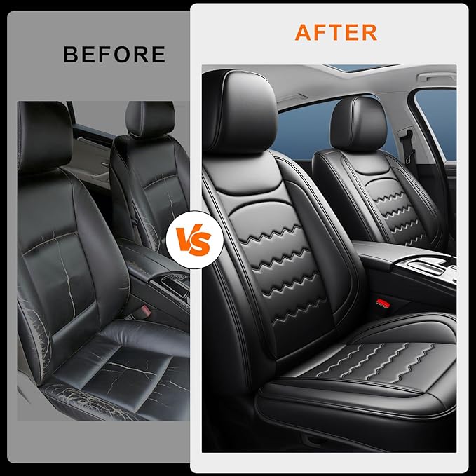 CX-5 Car Seat Covers Custom Fit for Mazda CX-5 2013-2025 2026, Full Coverage Leather Waterproof Breathable Seat Covers, Automotive Seat Protectors, Airbag Compatible(2 Front Seats, Black)
