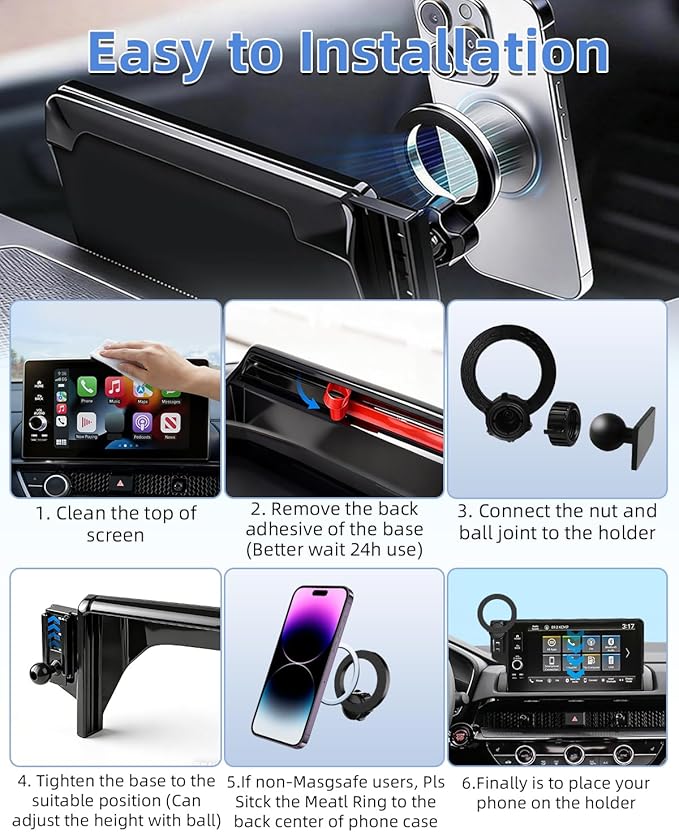 PZK Car Phone Mount for 2019-2025 2026 Toyota Corolla/Corolla Hatchback Hybrid LE/SE/Corolla Cross 2022-2025 2026 Accessories 8-inch Screen Compatible with Magsafe Car Phone Holder Not Affect Vent