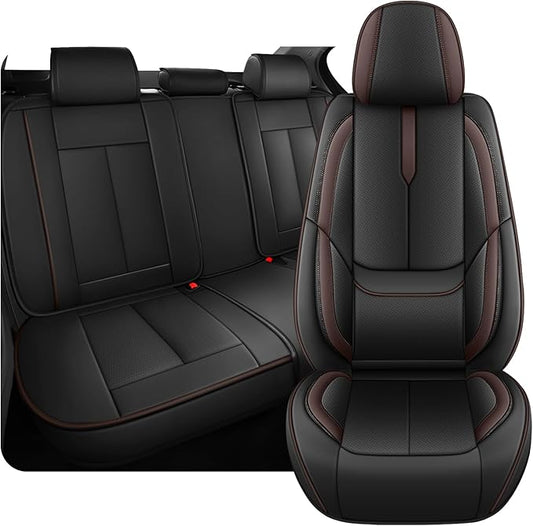Fit for 98% of Mercedes Benz Car Seat Covers, Premium Nappa Leather Seat Cover, Fully Wrapped Protect Modern Style Seat Cover (5-Seat Standard, Black & Coffee)