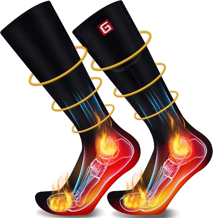 Autocastle Heated Socks for Men Women - Rechargeable Battery Electric Socks for Chronically Cold Feet - Winter Warm Thermal Washable Unisex Foot Warmer for Hunting Skiing Cycling