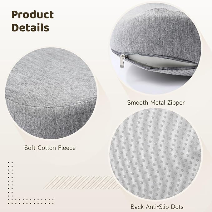 OMISTAR Car Seat Cushion with Ergonomic Design, Memory Foam Seat Cushion for Lumbar Support, Breathable Fabric, Non-Slip, Ideal for Car and Office Use, 15.7 x 16.9 x 11.4 in, Gray