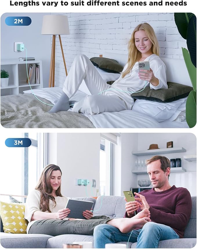 3Pack 45W Super Fast Charger Type C 10FT, USB C Android Phone Charger Fast Charging Block with Ertra Long Type-C Charger Cord for Samsung Galaxy S25/S25 Ultra/S25+/S24 Ultra/S24/S24+/S23/S22/S21-Green