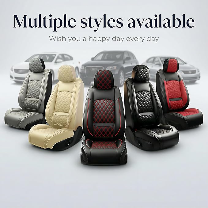 Fit for Santa Cruz Seat Covers Compatible with Hyundai Santa Cruz 2022-2026 - Waterproof Breathable Leather Automotive Seat Cushions Protector,Only 2 Front seat Covers(Redline)