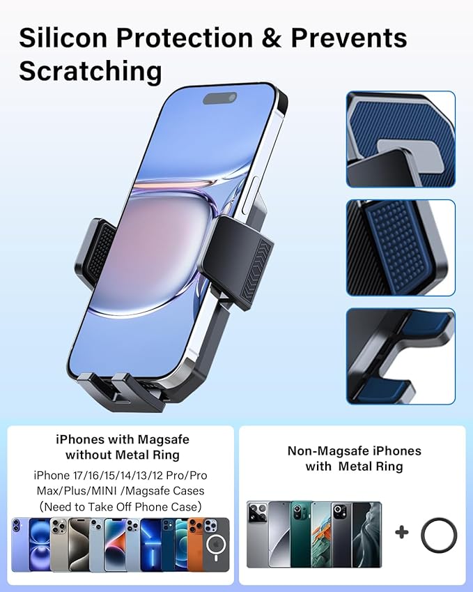 PZK Car Phone Mount for Toyota RAV4 2019-2025 Hybrid LE/XLE/Premium Accessories 7/8-Inch Screen 360° Rotation Smart Phone Cradles Auto Lock Cell Phone Holder Not Affect Air Vent (Not Fit 9/10.5 inch)
