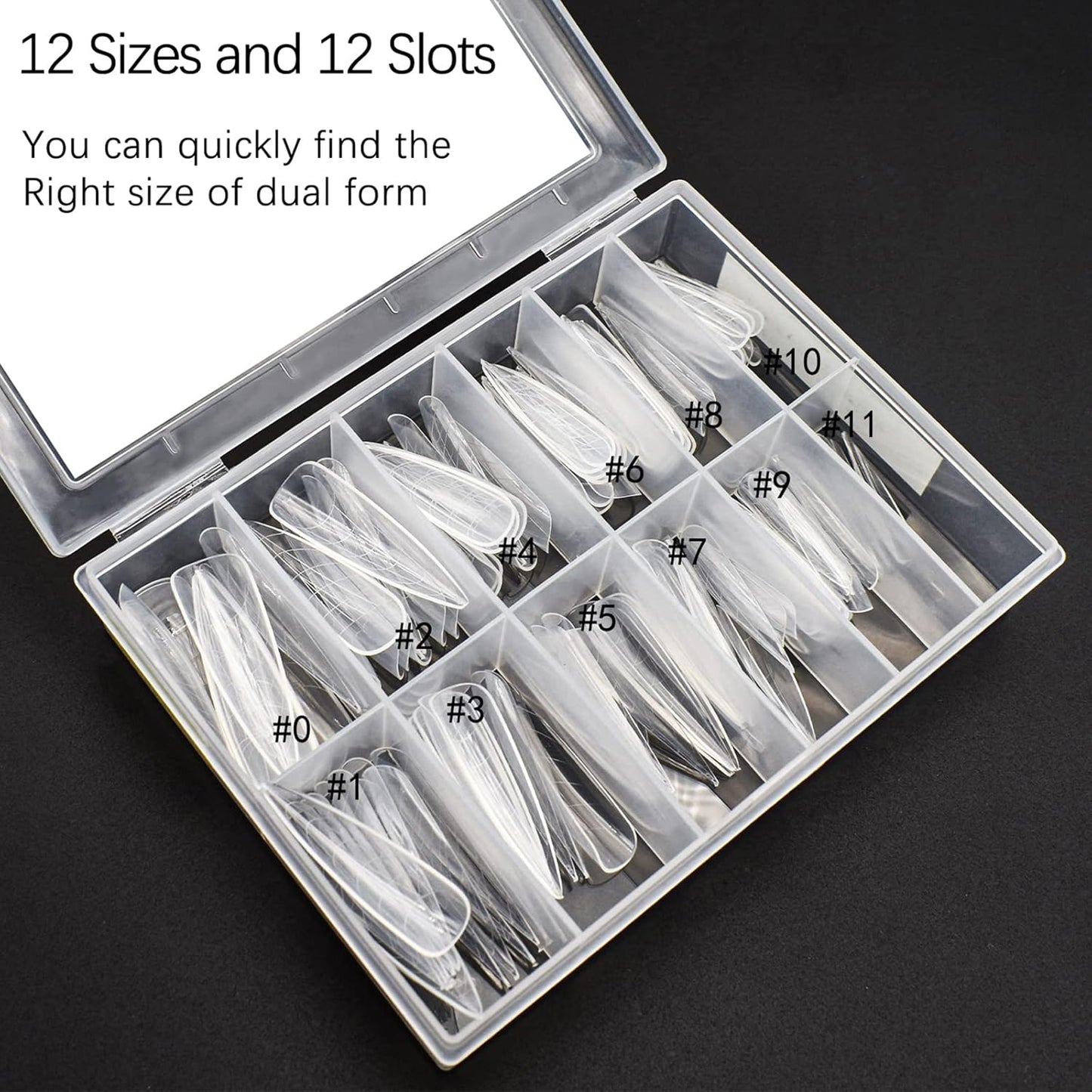 120Pcs Matte Dual Nail Forms,Long Almond Extension Poly Nail Gel Nail Forms Full Cover Nail Molds 12 Sizes for Solid Nail Gel Glue Nail Art Design Salon&DIY