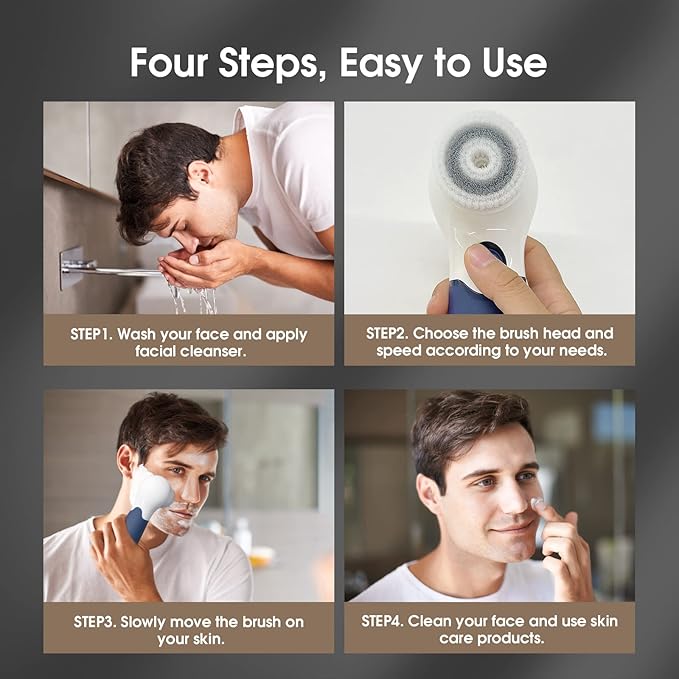 Facial Cleansing Brush: Face Scrubber for Men and Women - Face Brushes for Deep Cleansing and Exfoliating