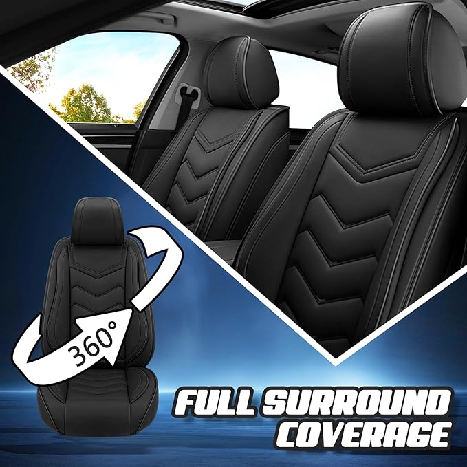 Car Seat Covers for Jeep Grand Cherokee L 2021-2025, Premium Nappa Leather Car Seat Cover, Stylish Sport Seat Covers， Automobile Seat Cover Sets.(Standard 2 Seats/Pure Black)