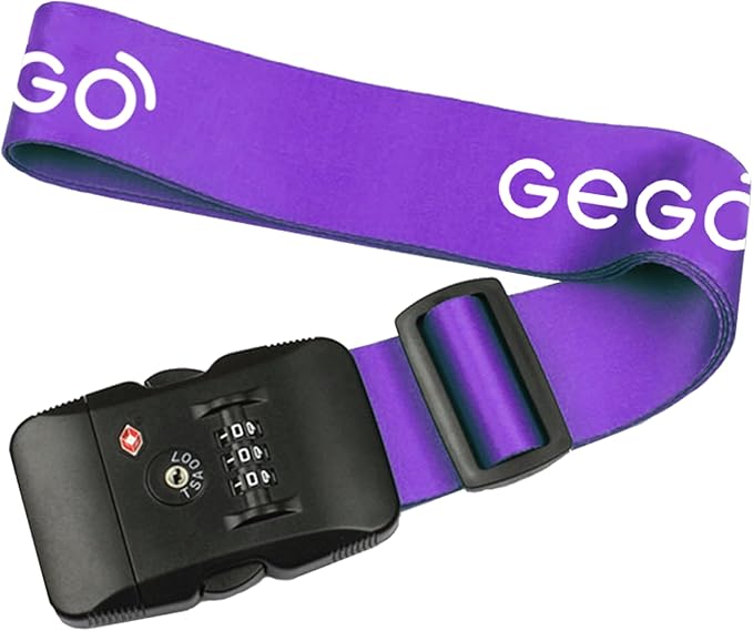 GEGO Premium Travel Kit, Sleep Mask 3D Contoured Eye with Soft Memory Foam, Luggage Tag Waterproof Resistant and Strap with Lock for Luggage TSA Approved (Sleep Mask Black/Luggage Tag Purple)