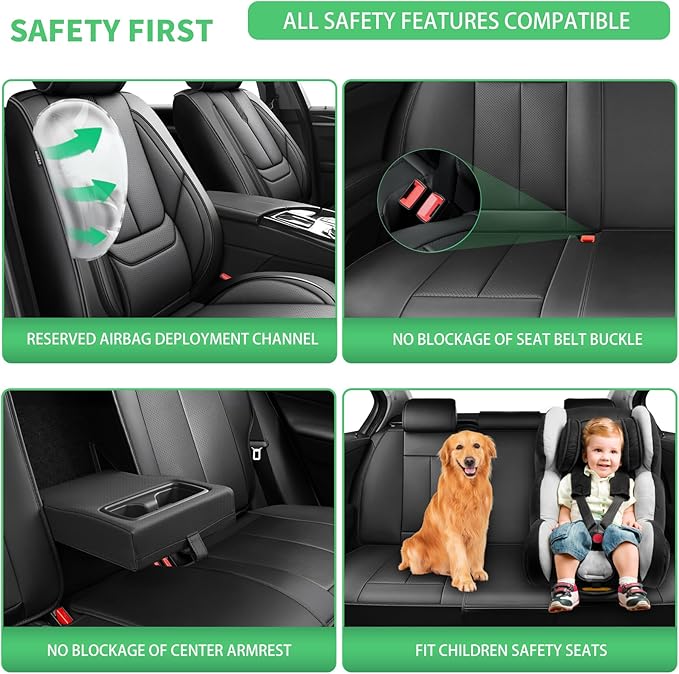 Fit Legacy Car Seat Covers for Subaru Legacy 2008-2023 2024 2025 2026 -Upgraded Premium Waterproof & Breathable Leather,Airbag Compatible,All-Weather Seat Cushion Protector,2 Front/Black-Red