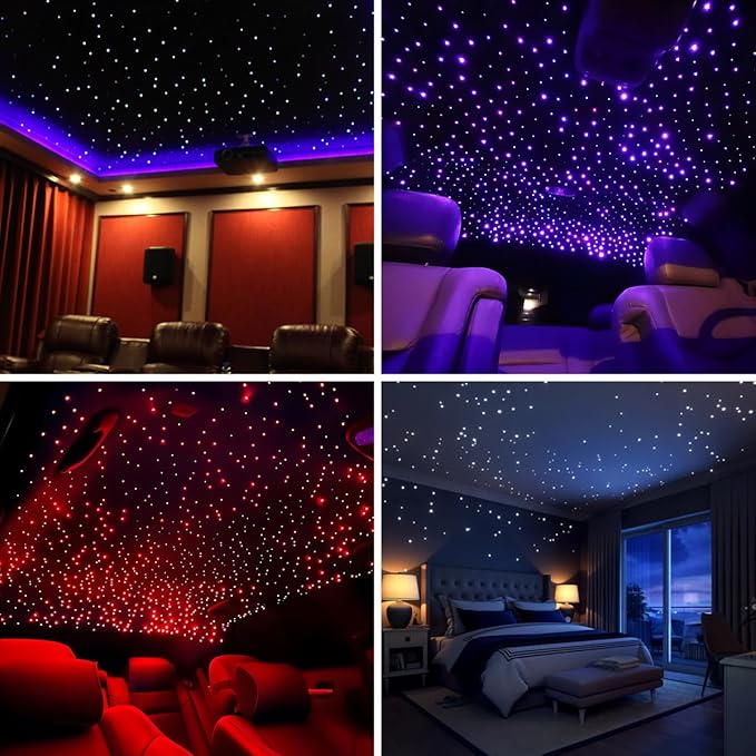 Small Size 16W RGBW APP Fiber Optic Lights, Music Activated 150pcs*0.03in(6.5ft/2m) Optical Fiber Star Ceiling Light Kit for Car Headliner Star/Home