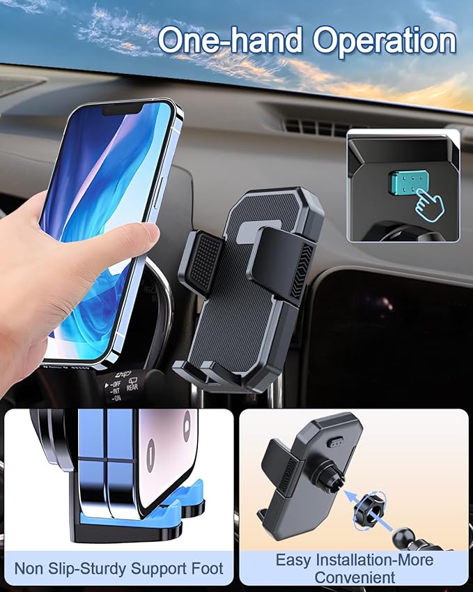 PZK Car Phone Mount for L-EXUS RX 350/ RX 450h 2010 2011 2012 2013 2014 2015 Accessories Custom Air Vent Auto Lock Button Release Car Phone Holder 360° Rotation Cell Phone Automobile Cradles