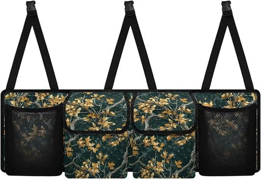 Green Branch Leaves Trunk Organizer For Car, Suv, Truck Adjustable Multi Pocket Collapsible Car Trunk Organizer Backseat Cargo Storage Bag With Securing Straps