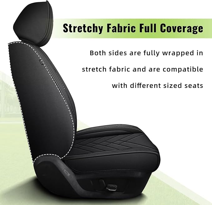 AOMSAZTO Front Seat Covers Fit for Buick Envision 2017-2026: Faux Leather Automotive Seat Covers Waterproof Vehicle Seat Cushion Protector Car Interior Covers(2 Seat Black)