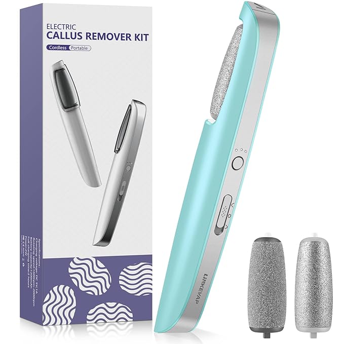Electric Callus Remover for Feet, Professional Pedicure Kit Foot Scrubber for Dry, Dead, Cracked, Hard Skin, at Home Feet Spa Care Kit for Men & Women (Blue)