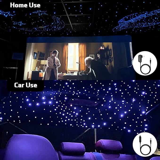 AMKI 16W Fiber Optic Lights,Starlight Headliner Light Kit APP/Remote Control Sound Activated Mode for Car&Home Decoration,Optical Fiber Cable Strands 0.75mm/0.03in 6.5ft/2m 450pcs