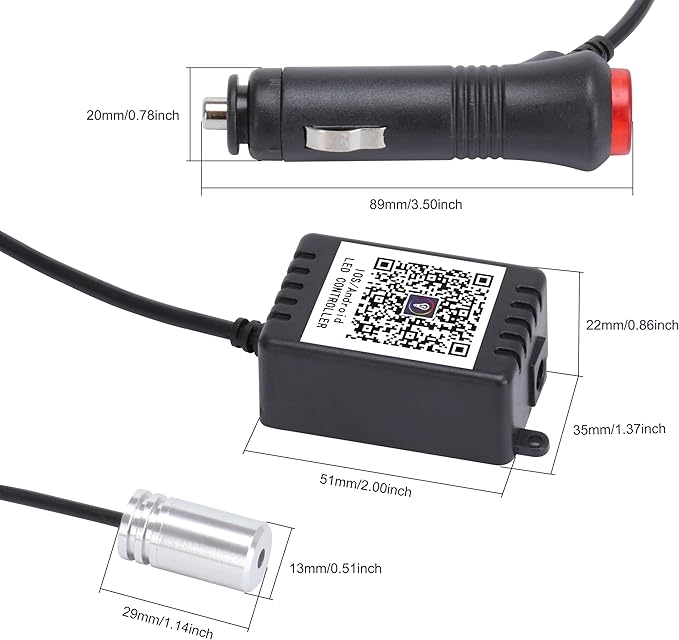 6 Meters Optic Fiber Car Ambient Lighting with Bluetooth App Control + RF Remote Control 64 Colors Multicoloured Music Interior Footwell Lighting Kit DC 12V 1W