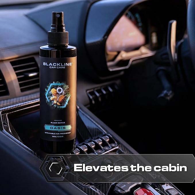 Blackline Car Care - Wild Cherry Car Air Freshener, Long-Lasting, Oder Eliminator, for Cars, Trucks, SUV, or Home Use - 8 fl OZ - Wild Cherry Air Freshener - Cherry Spray