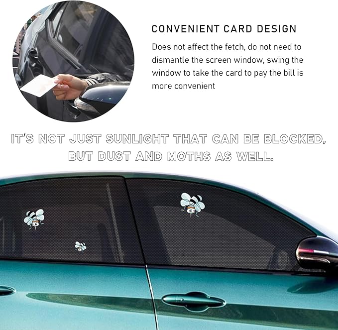 2 PCS Car Window Shades, Auto Front Rear Side Window Sun Shades for Block Heat & UV Protection, Breathable Mesh Baby Window Screen Covers, Universal Car Accessories (SUV Back)