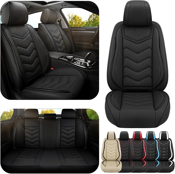 Car Seat Covers for Mitsubishi Outlander 2003-2025, Premium Nappa Leather Car Seat Cover, Stylish Sport Seat Covers， Automobile Seat Cover Sets.(Standard 5 Seats/Pure Black)