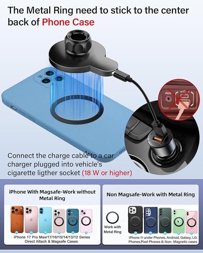 PZK Car Phone Mount for L-EXUS RX 350/ RX 450h 2010 2011 2012 2013 2014 2015 Accessories Custom Air Vent Car Phone Holder Magnetic 15W Fast Wireless Charger 360° Rotation Automobile Cradles