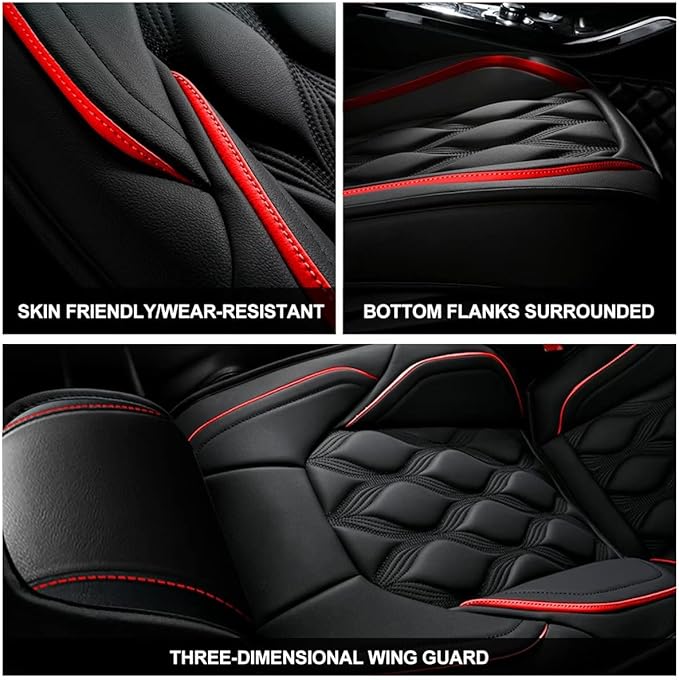 AOMSAZTO Car Seat Covers,2 Front Seats Custom Fit for Subaru Crosstrek 2016-2025 2026,Leather Car Seat Cover Seat Cushion Protector,Airbag Compatible Waterproof Black