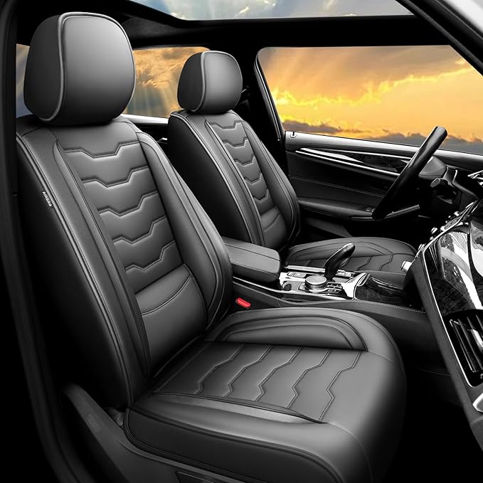 Fit CRV Car Seat Covers Premium Leather for Honda CRV cr-v 2011-2025 2026. Waterproof， Breathable, Scratch-Resistant & All-Weather Seat Cushion Protector (Full Set,Black)