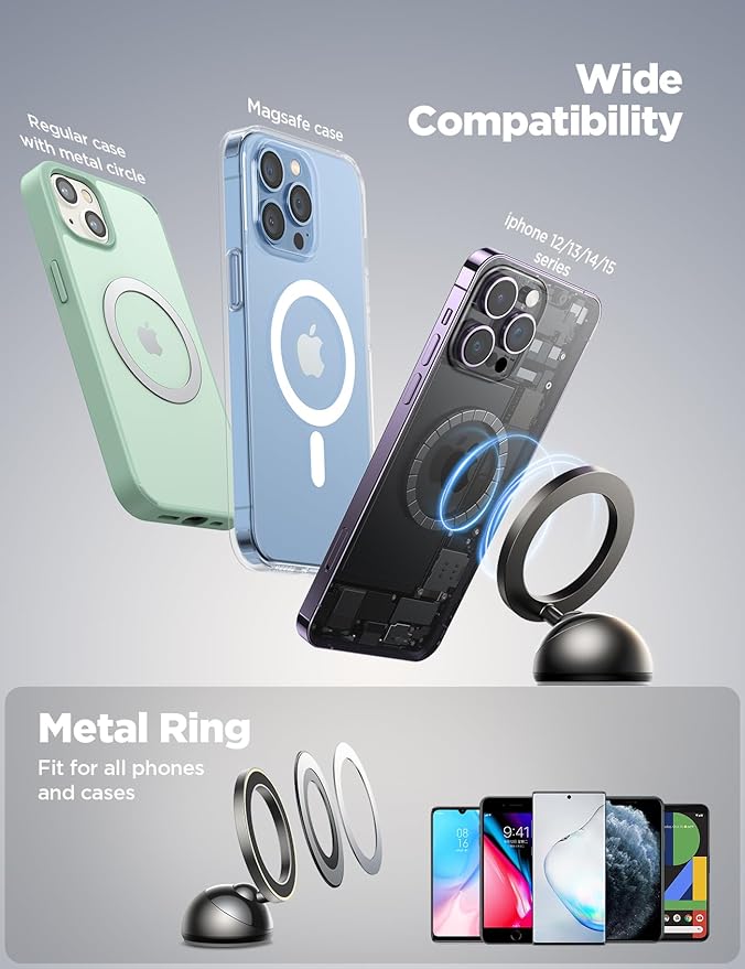 JOYROOM for MagSafe Car Mount, [Stronger Magnet] Magnetic Phone Holder for Car, All-Metal Magnet iPhone Car Holder for Dash, Fit for iPhone 16 15 14 13