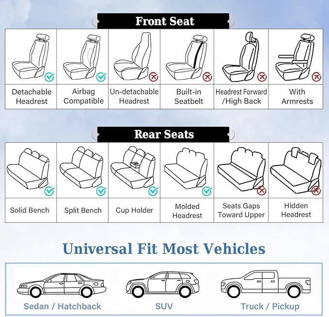 Coverado Seat Covers, Car Seat Covers Front Seats, Premium Nappa Leather Seat Covers for Cars, Waterproof Car Seat Protector with Lumbar Support, Front Seat Covers Universal Fit for Most Cars (Beige)
